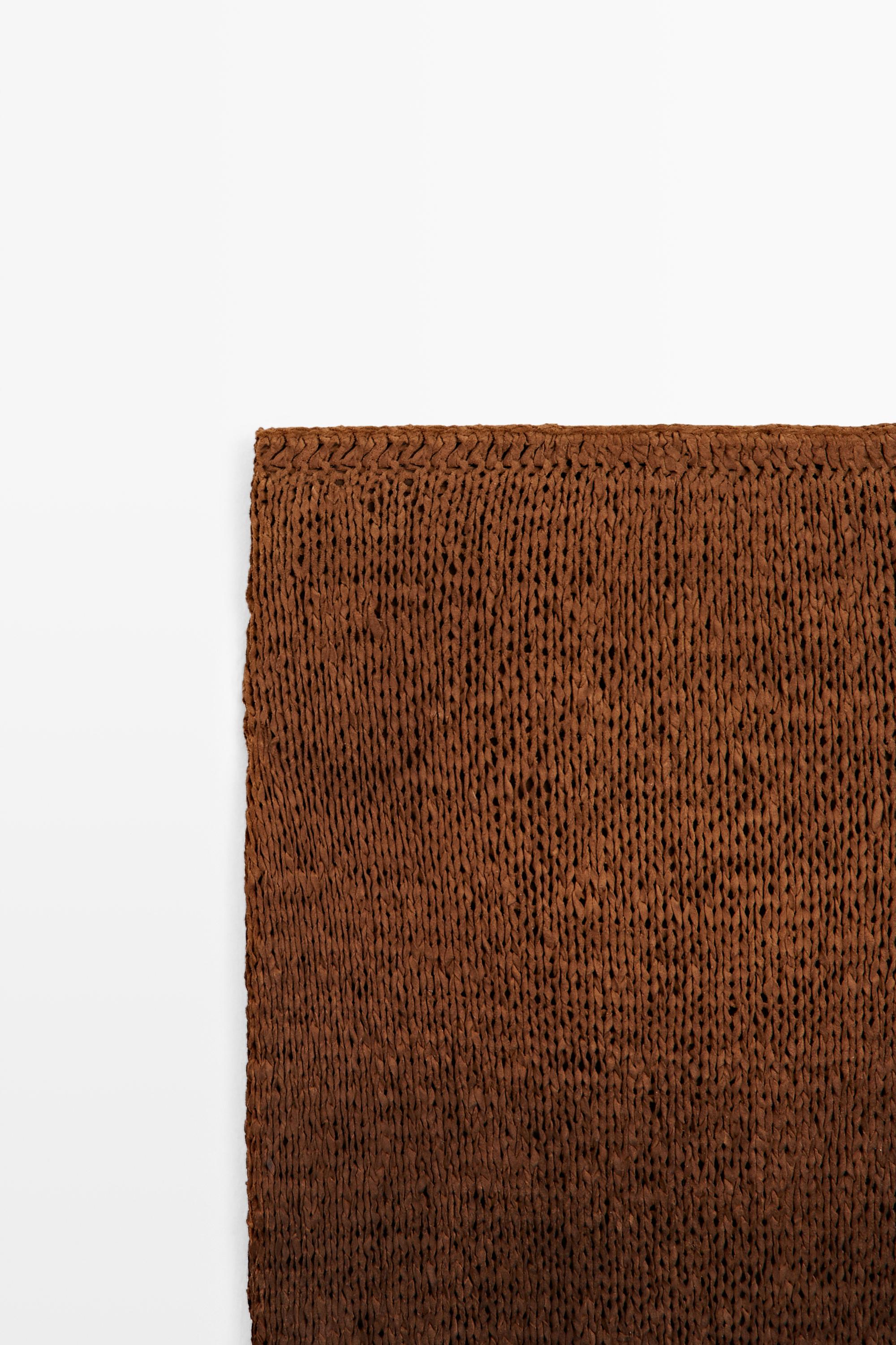 Suede leather knit midi skirt
